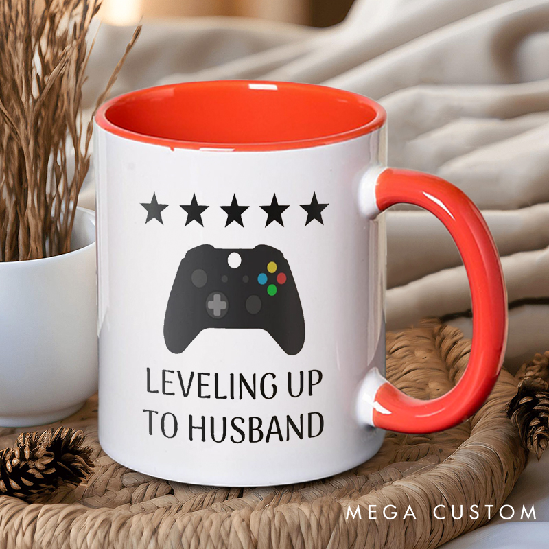 Personalized Leveling Up To Husband Gamer Mug Husband Coffee Mug for Men Ceramic Groom to be Cup Wedding Gift Cup for Him