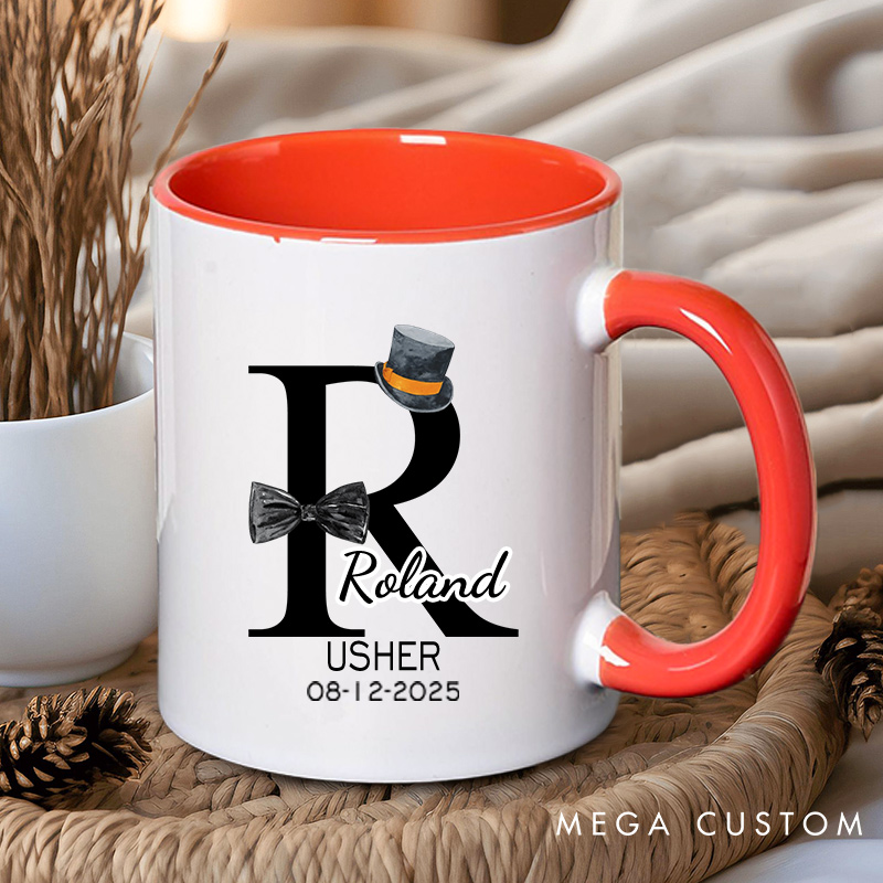 Personalized Groom & Best Man Initial Mug Wedding Party Favors Coffee Mug for Men Bachelor Party Ceramic Cup for Groomsman