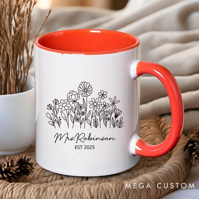 Personalized Nature-Themed Mr. & Mrs. Mugs Wife Husband Coffee Mug for Couple Wedding Groom Bride Ceramic Coffee Cup for Him Her
