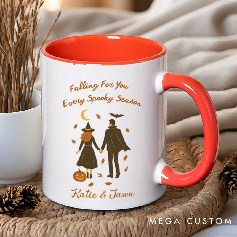 Personalized Falling for You Every Spooky Season Halloween Couple Mugs 