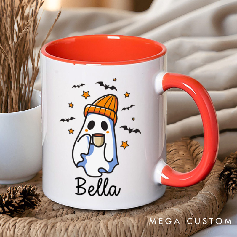 Personalized Cozy Ghost Couple with Coffee Halloween Couple Mugs 