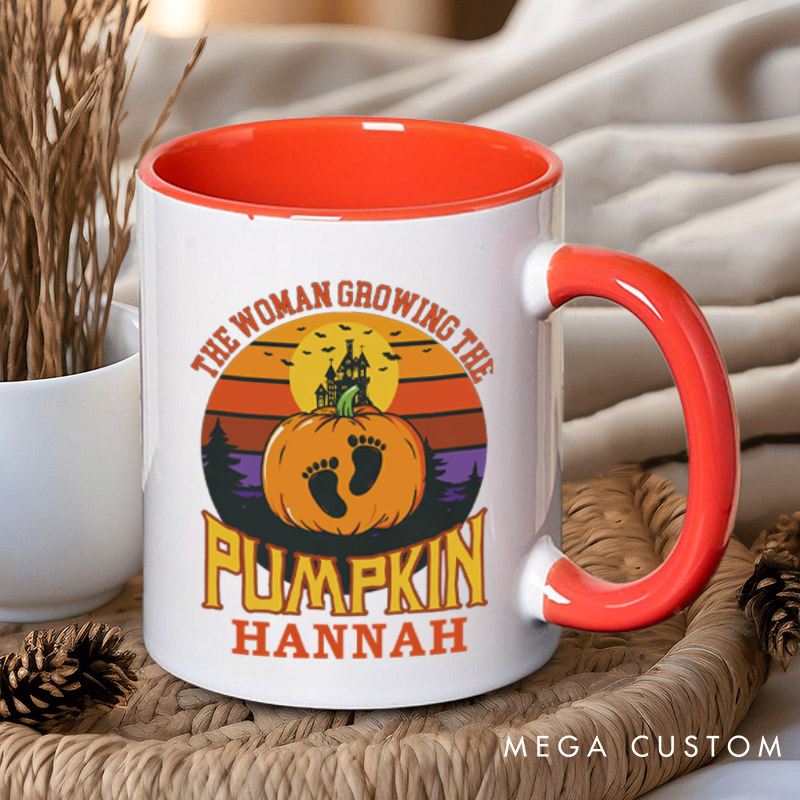 Personalized The Man Behind the Pumpkin and The Woman Growing the Pumpkin Halloween Couple Mugs