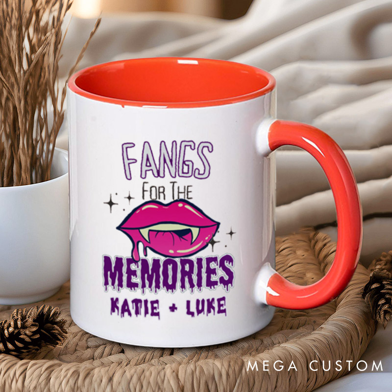 Personalized Love at First Bite & Fangs for the Memories Halloween Couple Mugs