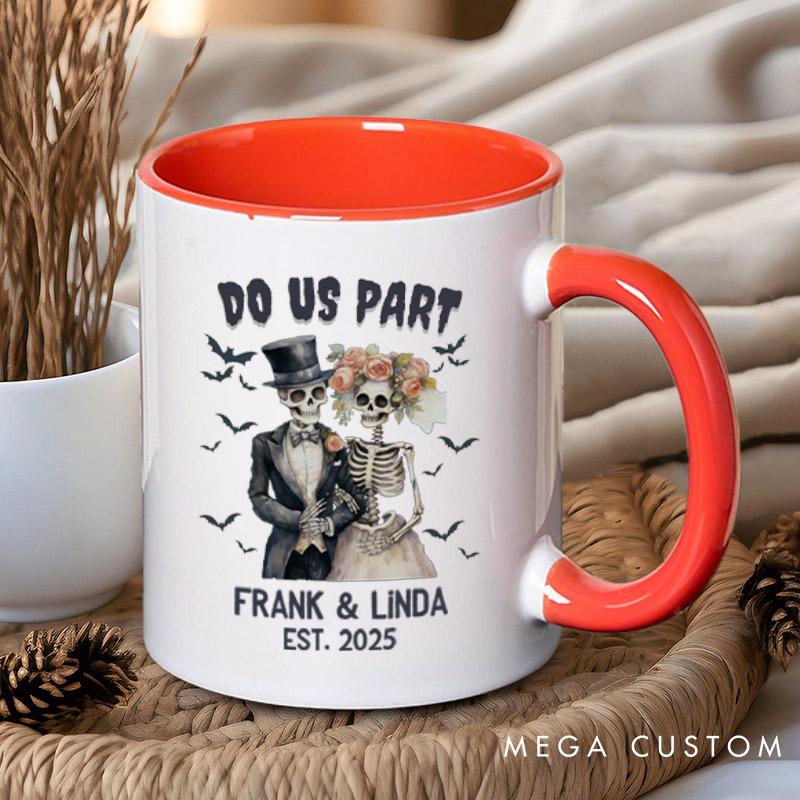 Personalized Till Death Do Us Part Skeleton Couple Halloween Couple Mugs