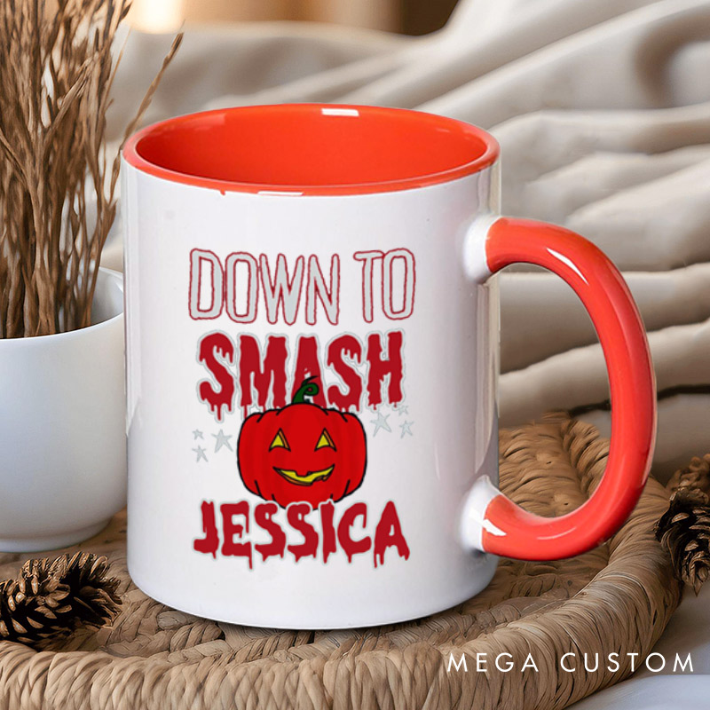 Personalized Just the Tip and Down to Smash Halloween Couple Mugs