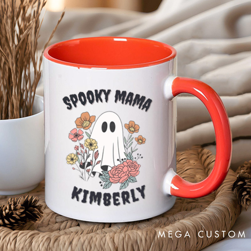 Personalized Spooky Dad and Spooky Mama Couple Ghost Halloween Couple Mugs