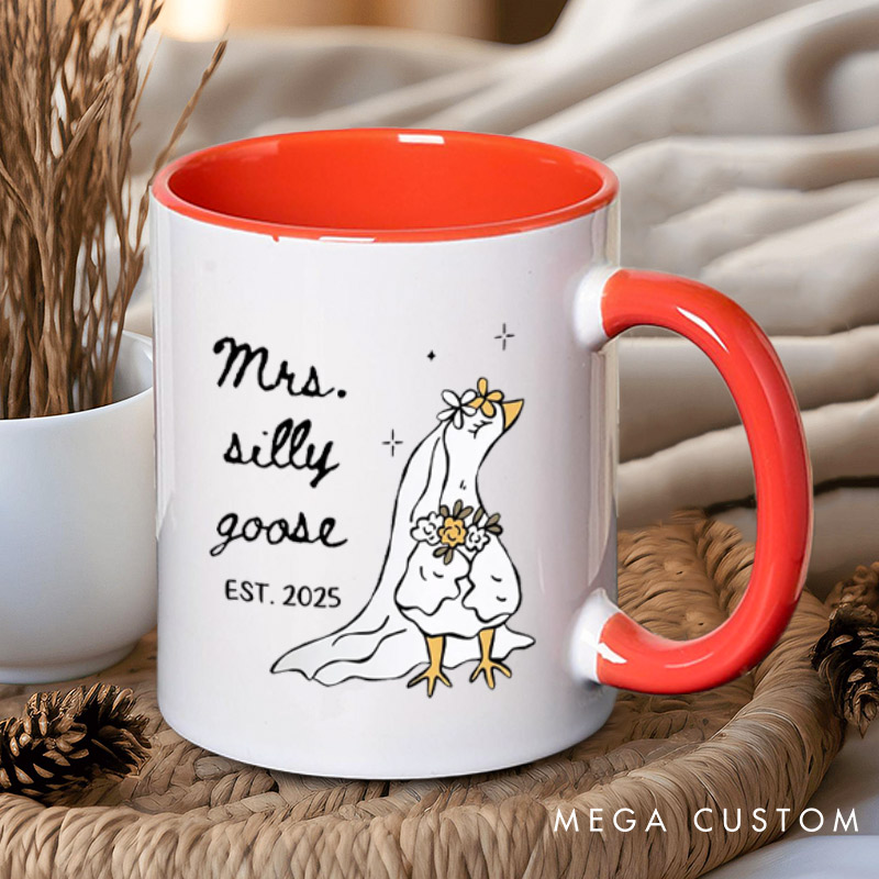 Personalized Funny Mr and Mrs Silly Goose Matching Wedding Couple Mugs
