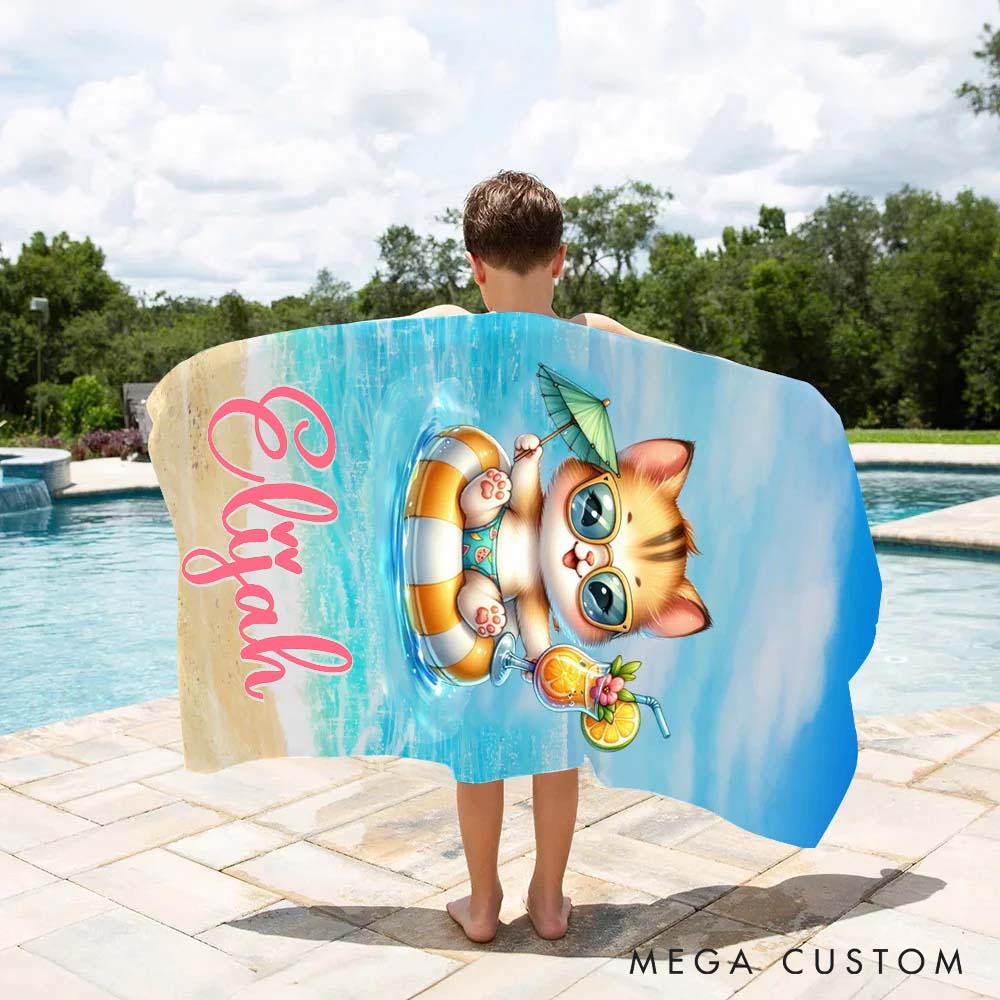 Personalized Pet Lover Cute Cat Animals Beach Towel