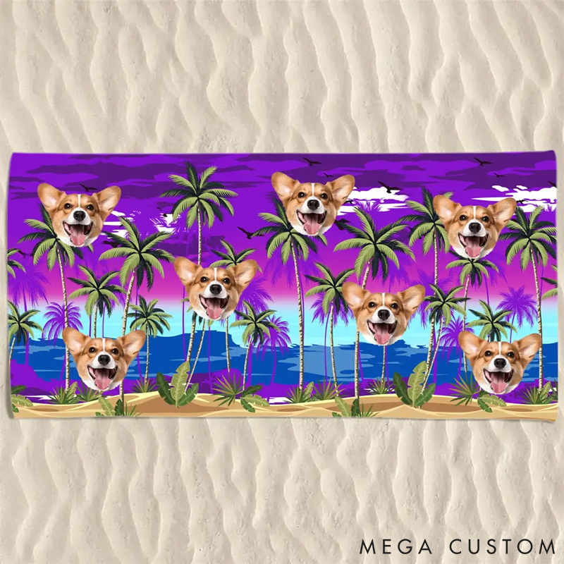Personalized Pet Lover Custom Photo Love the Sun and Get a Tan Beach Towel