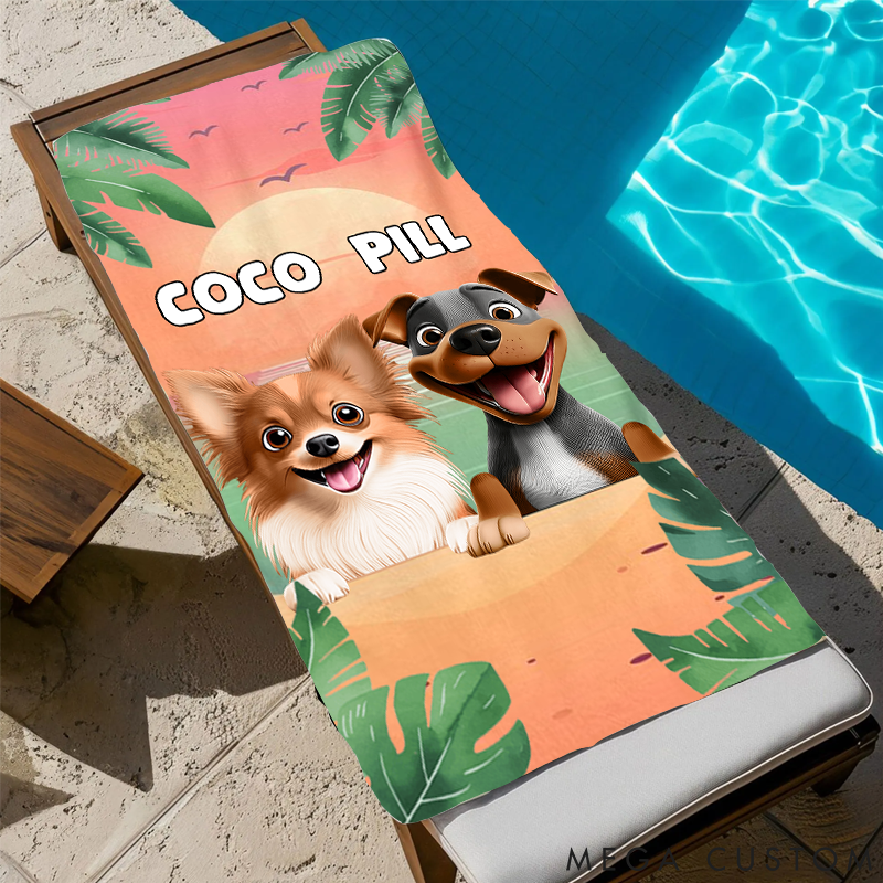 Personalized Dog Lover Tropical Dogs Make Life Better Beach Towel