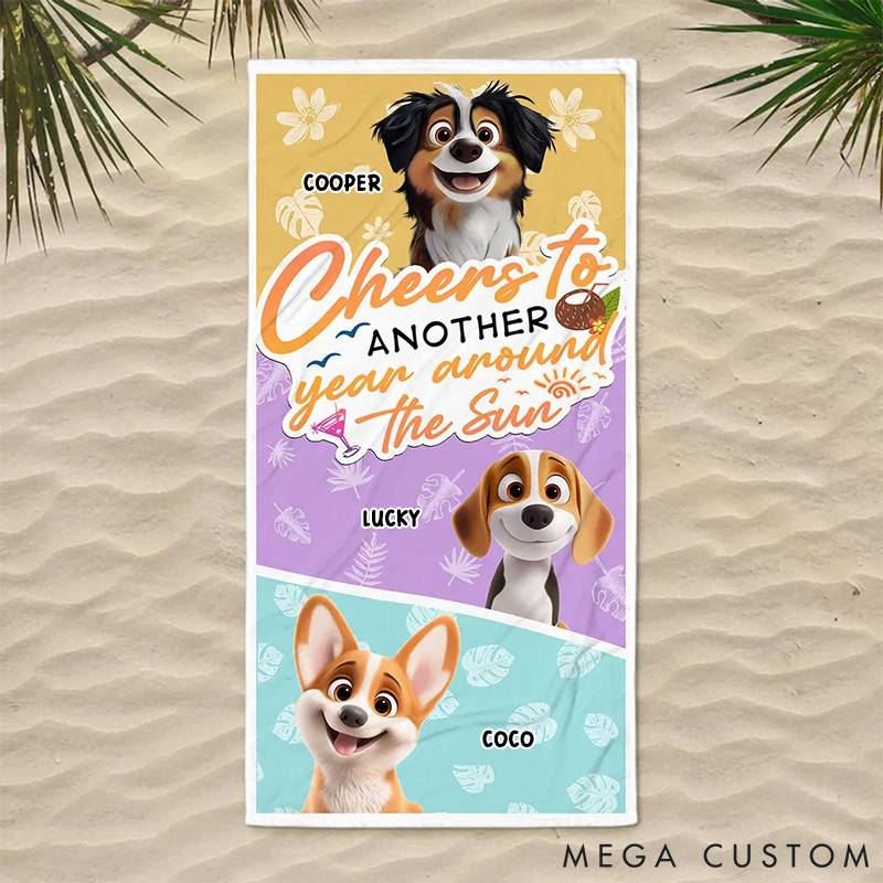 Personalized Dog Lover another Year Around the Sun Beach Towel