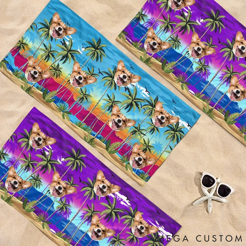 Personalized Pet Lover Custom Photo Love the Sun and Get a Tan Beach Towel