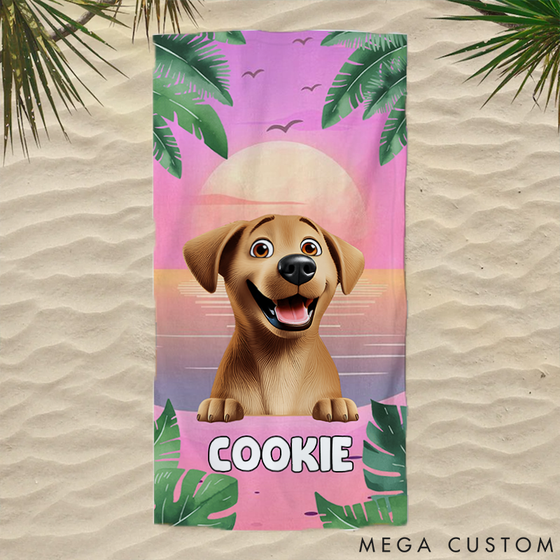 Personalized Dog Lover Tropical Dogs Make Life Better Beach Towel