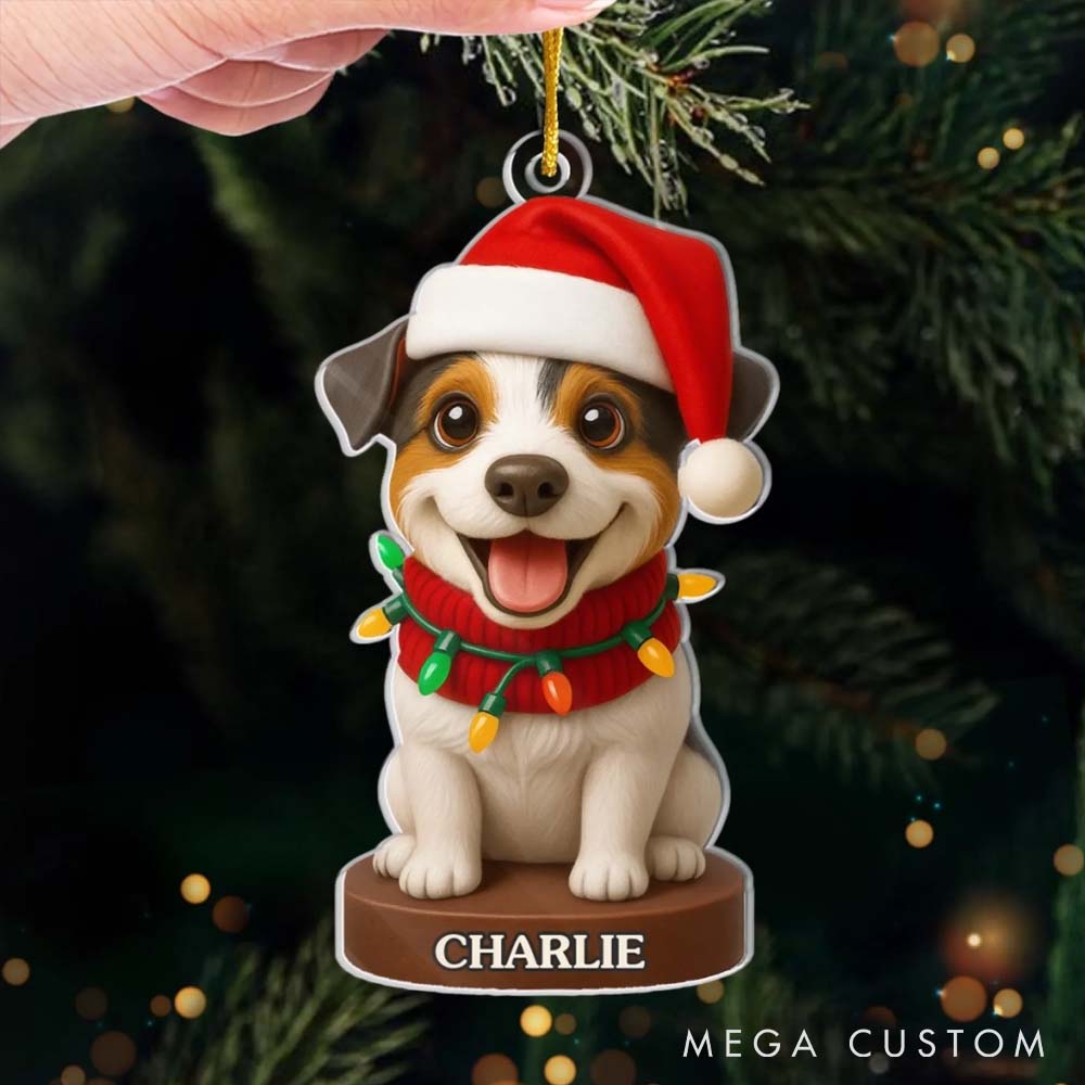 Personalized Dog Lover Bark the Halls Christmas Ornament