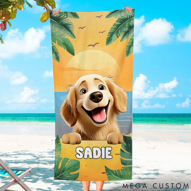 Personalized Dog Lover Tropical Dogs Make Life Better Beach Towel