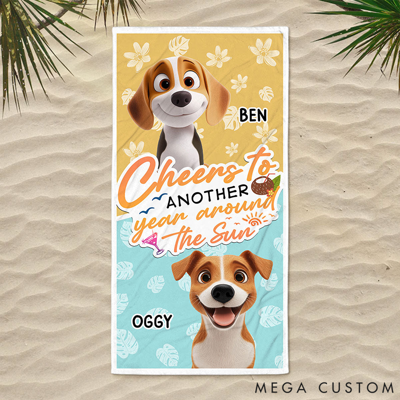 Personalized Dog Lover another Year Around the Sun Beach Towel