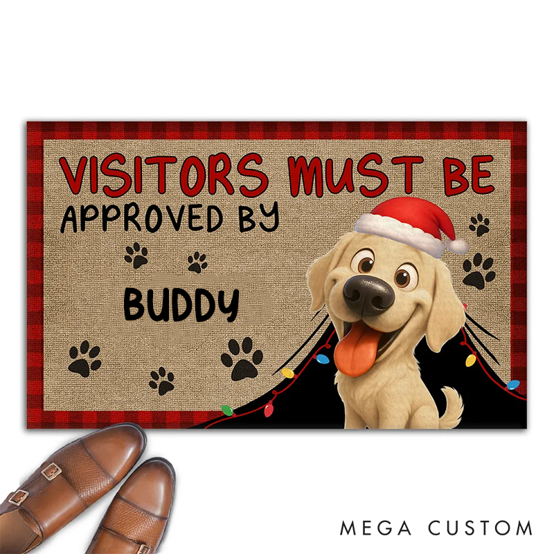 Personalized Dog Lover Approved by Dog Cartoon Christmas Doormat