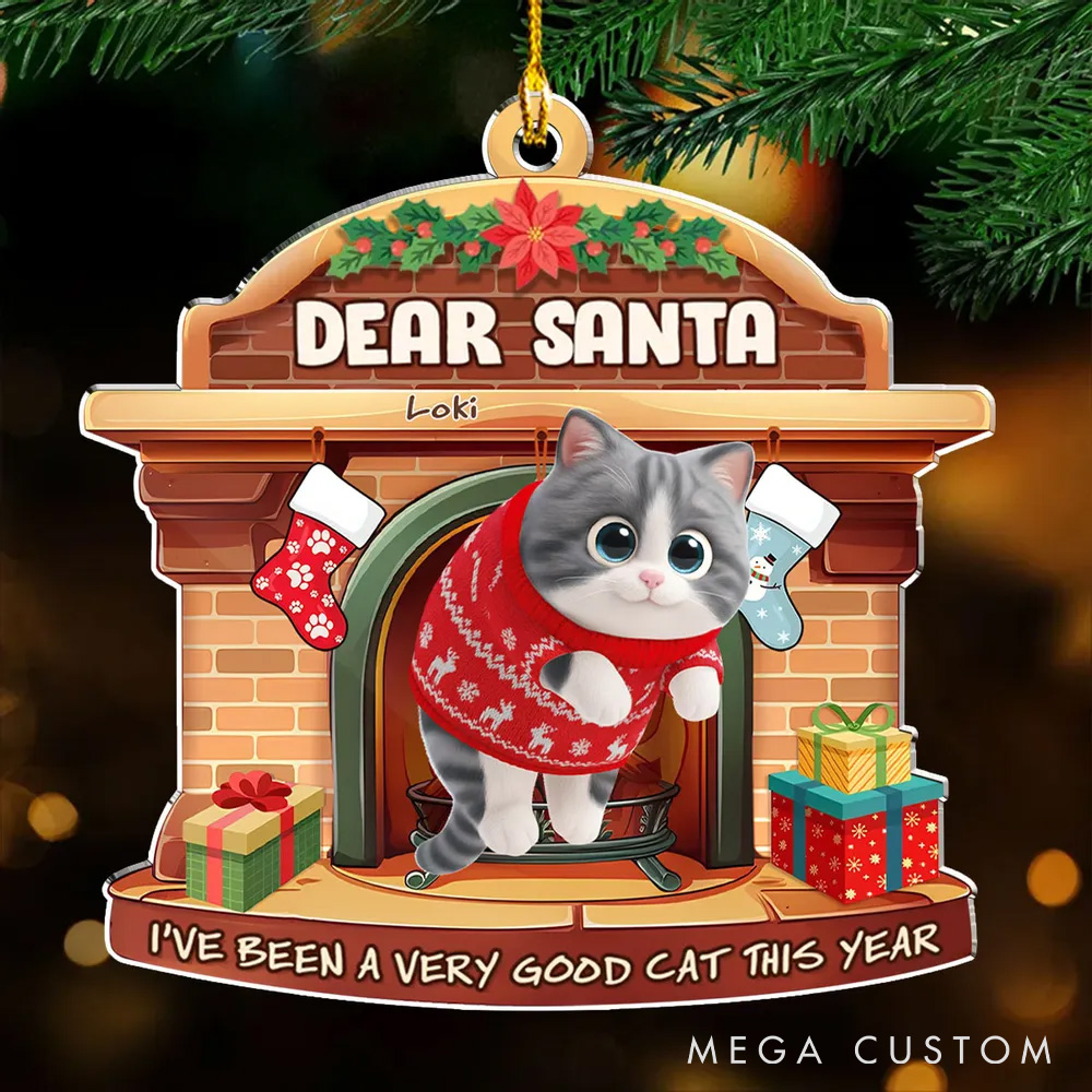 Personalized Cat Lover I have been Very Good Cat Santa Christmas Ornament