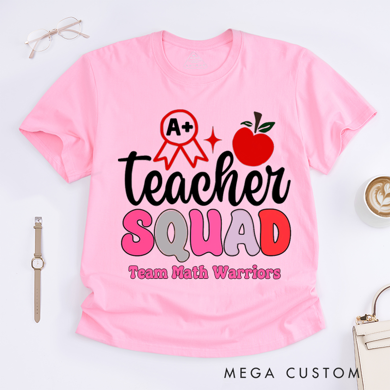Personalized T-Shirts Teacher Squad Fun Apple Shirt Perfect Gift for Teachers' Team