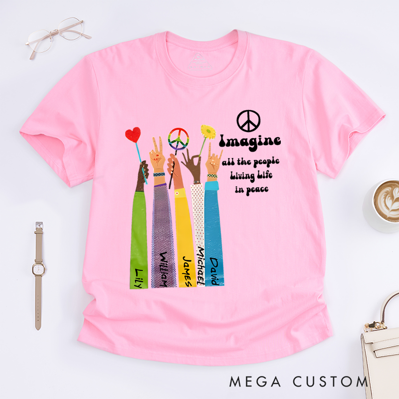 Personalized Classic T-Shirts Colorful Peace and Unity Graphic Tee Perfect for Heavy Metal and Rock and Roll Style Enthusiasts and Vintage T-Shirt