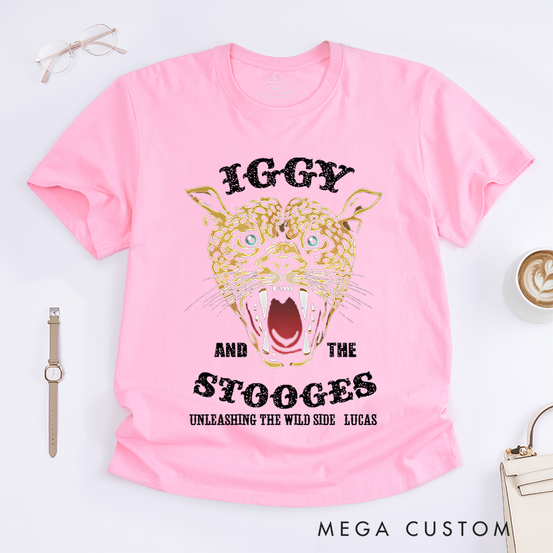 Personalized Classic T-Shirts Leopard Design Tee for Music Fans and Vintage Style Punk Rock and Garage Rock T-Shirt