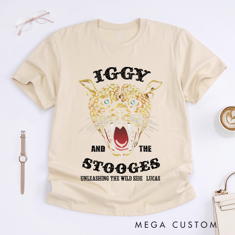 Personalized Classic T-Shirts Leopard Design Tee for Music Fans and Vintage Style Punk Rock and Garage Rock T-Shirt