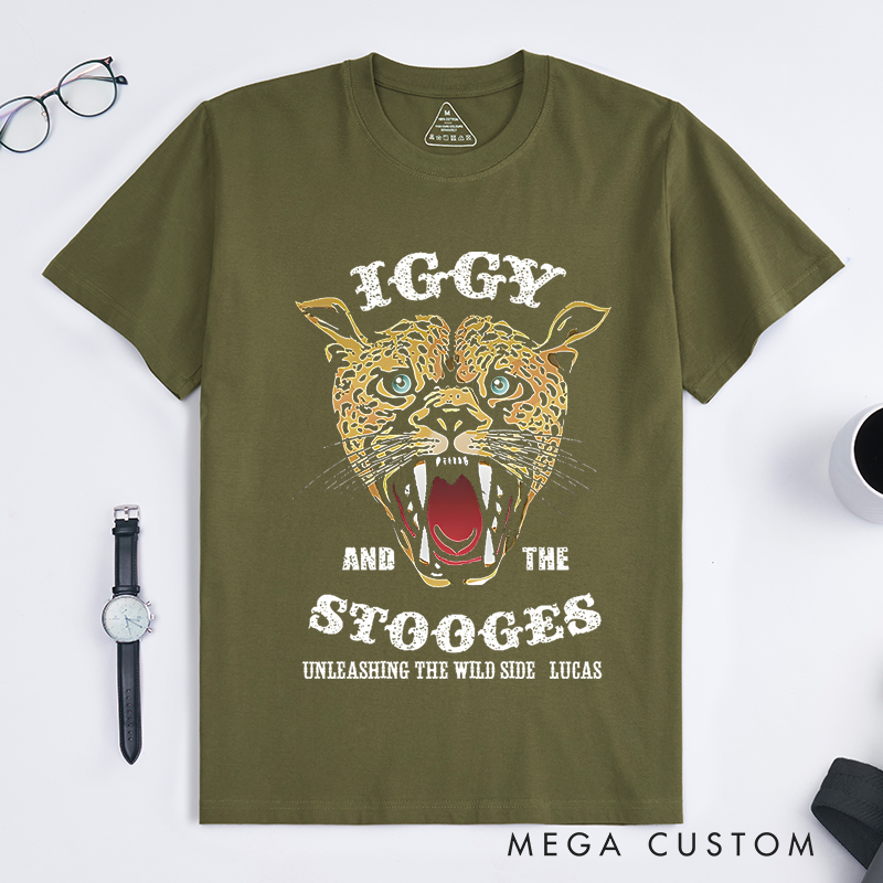 Personalized Classic T-Shirts Leopard Design Tee for Music Fans and Vintage Style Punk Rock and Garage Rock T-Shirt