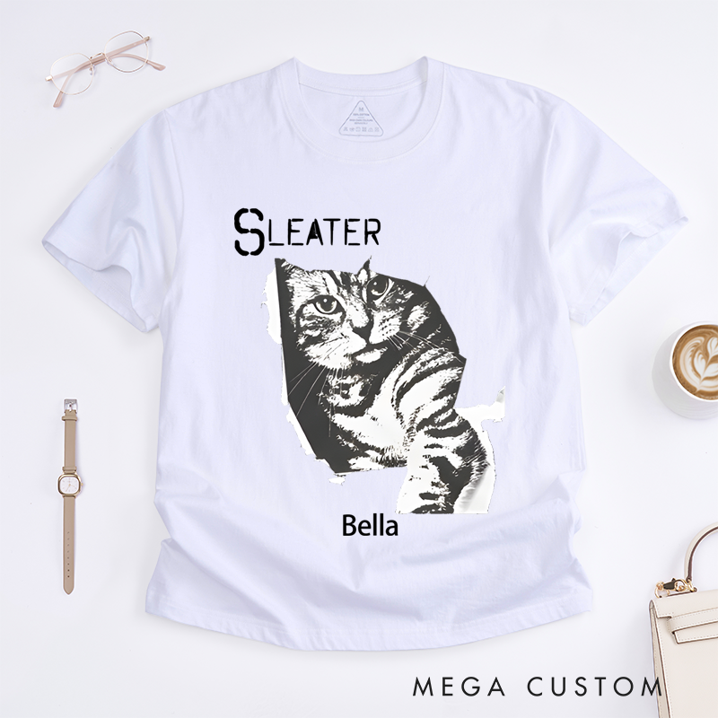 Personalized Classic T-Shirts Retro Cat Tee Indie Rock Band and Post Punk Shirt