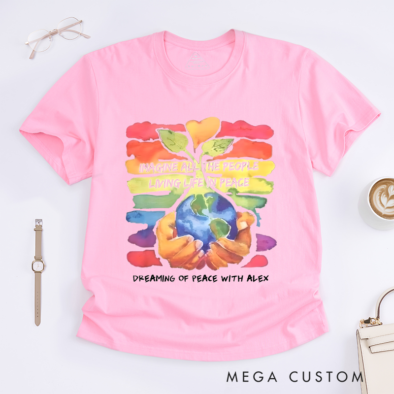 Personalized Classic T-Shirts Vibrant Earth and Peace Graphic Tee T-Shirt