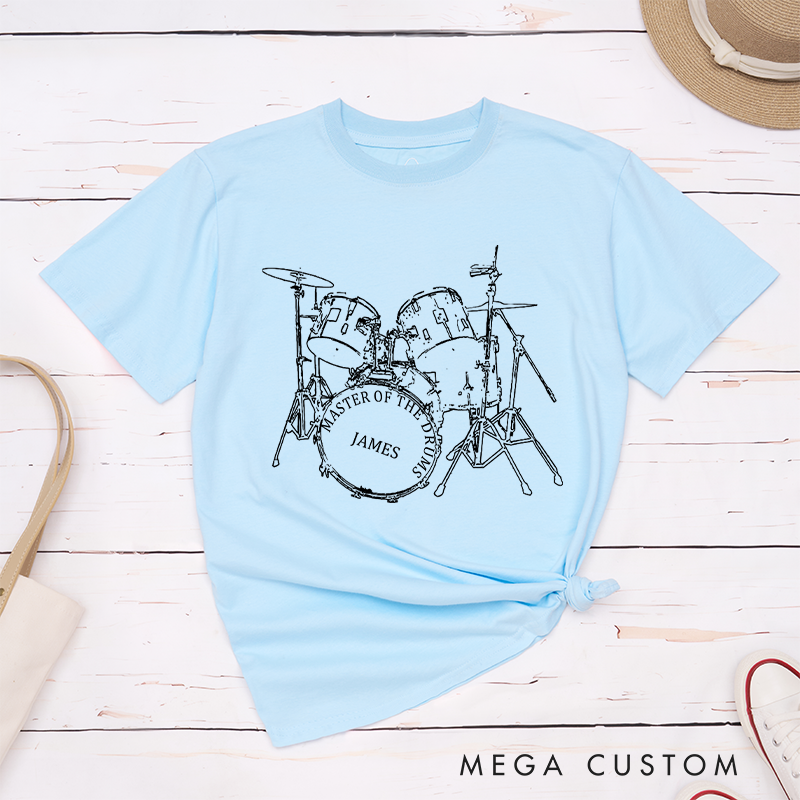 Personalised Drums Classic T-Shirt Artistic Design Drummer Tee Cool Musician Line Drawing Design Music Lover Gift Band Player Shirt
