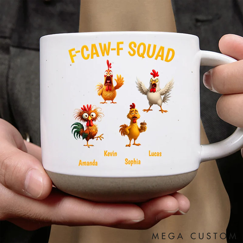 Personalized 3D Effect Funny Chickens F-CAW-F Squad Mug Gifts For Pet Lover For Chicken Lover