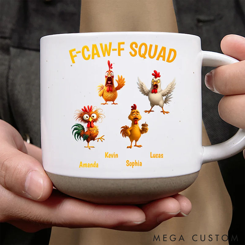 Personalized 3D Effect Funny Chickens F-CAW-F Squad Mug Gifts For Pet Lover For Chicken Lover