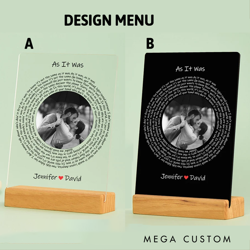 Personalized Acrylic Song Lyric Circle Plaque and Photo Frame First Dance Favourite Song and Wife Valentine Wedding Anniversary Couple Music Lover Gift