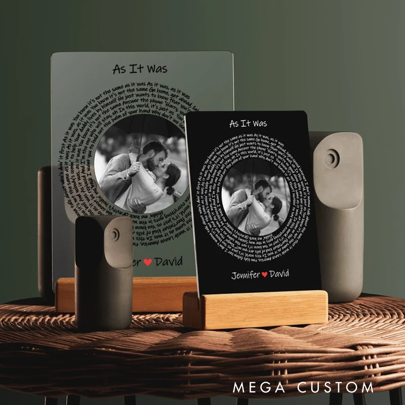 Personalized Acrylic Song Lyric Circle Plaque and Photo Frame First Dance Favourite Song and Wife Valentine Wedding Anniversary Couple Music Lover Gift