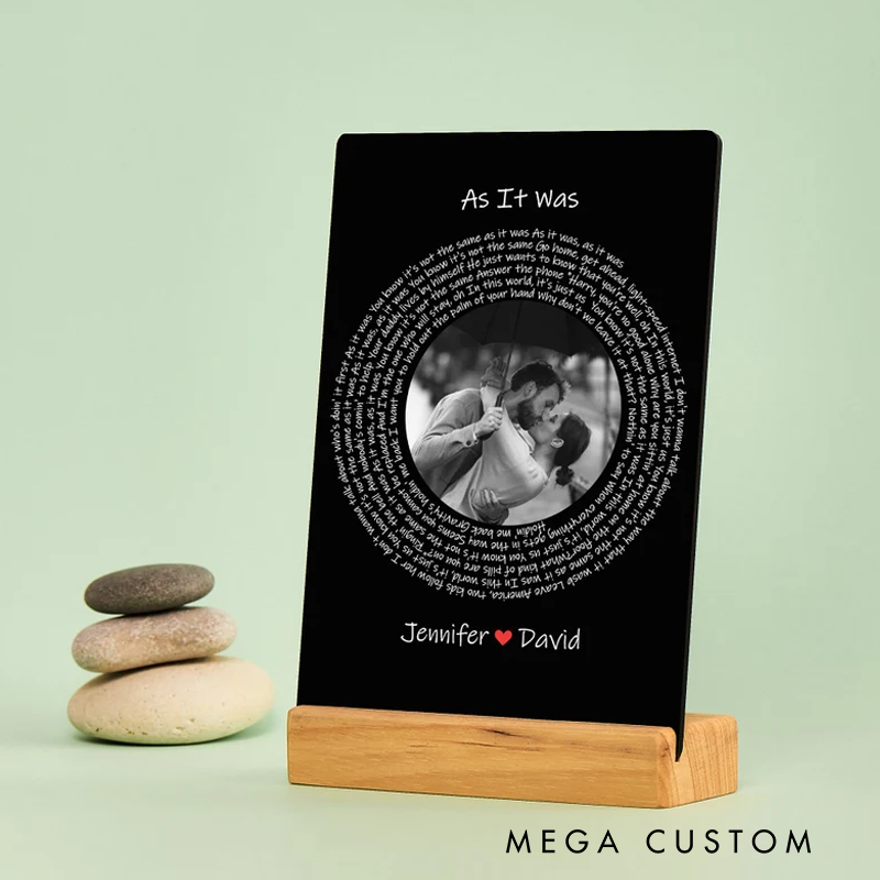 Personalized Acrylic Song Lyric Circle Plaque and Photo Frame First Dance Favourite Song and Wife Valentine Wedding Anniversary Couple Music Lover Gift
