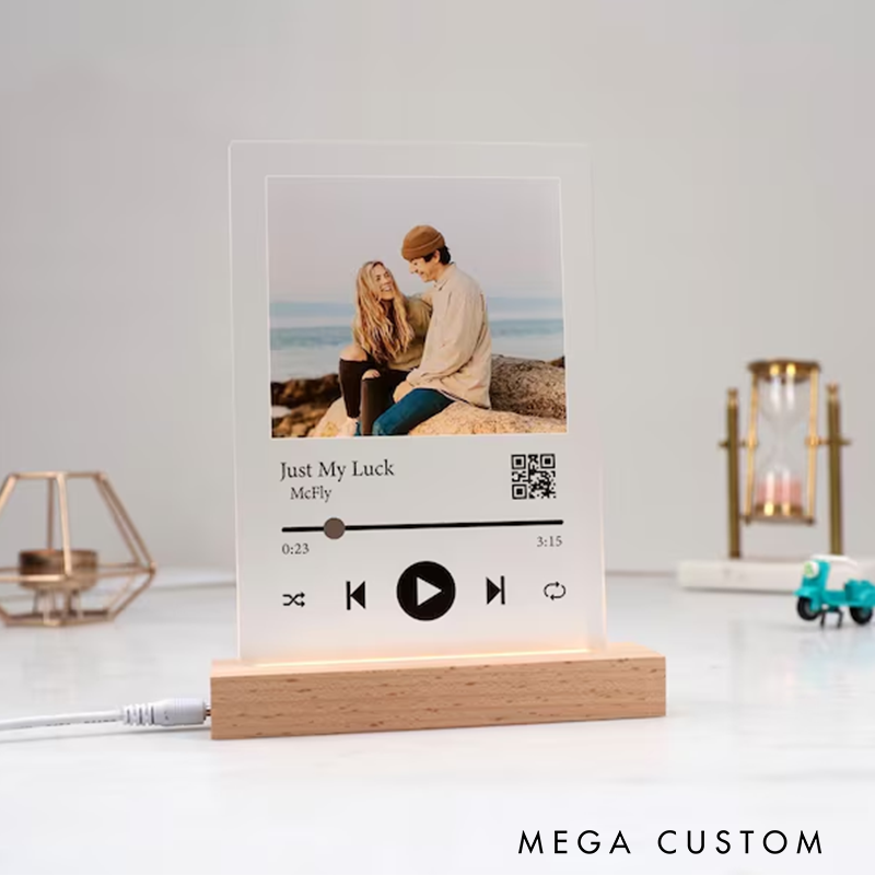 Personalized Acrylic Song Plaque and Couples Gift and Personalized Gifts for Lovers and Personalized Song Plaque with Photo and Music LED Light