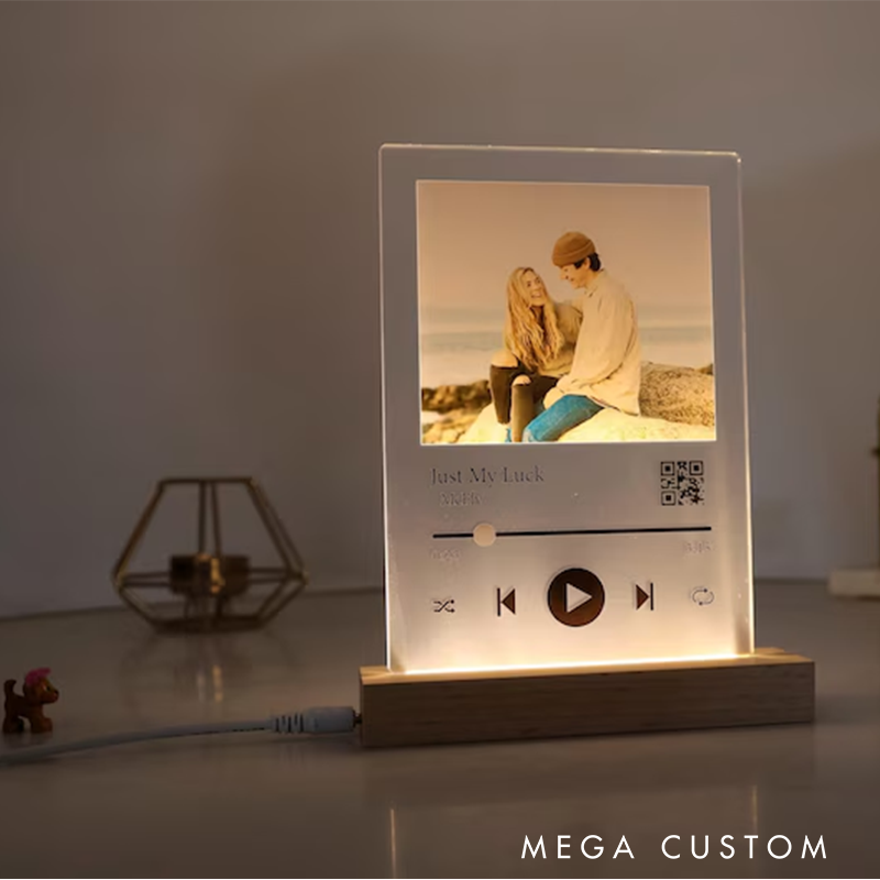Personalized Acrylic Song Plaque and Couples Gift and Personalized Gifts for Lovers and Personalized Song Plaque with Photo and Music LED Light