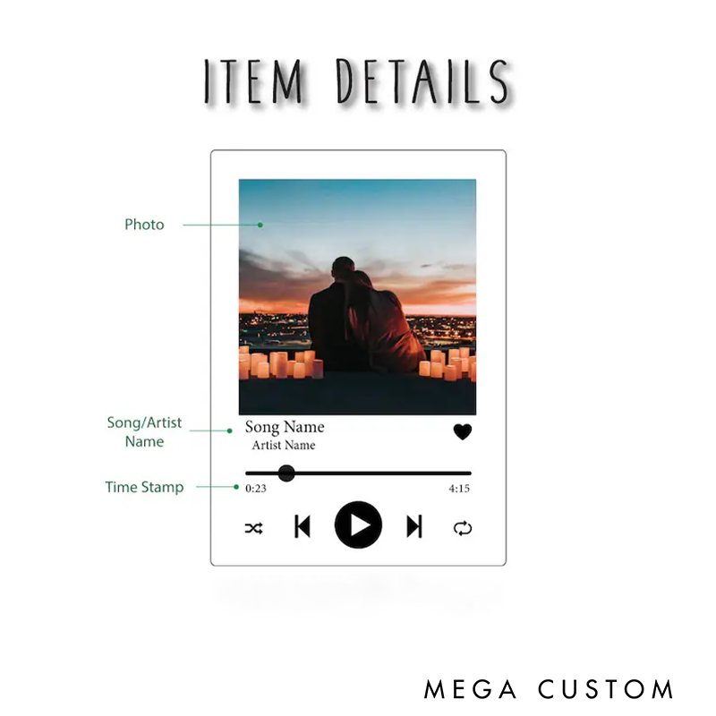 Personalized Acrylic Song Plaque and Couples Gift and Personalized Gifts for Lovers and Personalized Song Plaque with Photo and Music LED Light