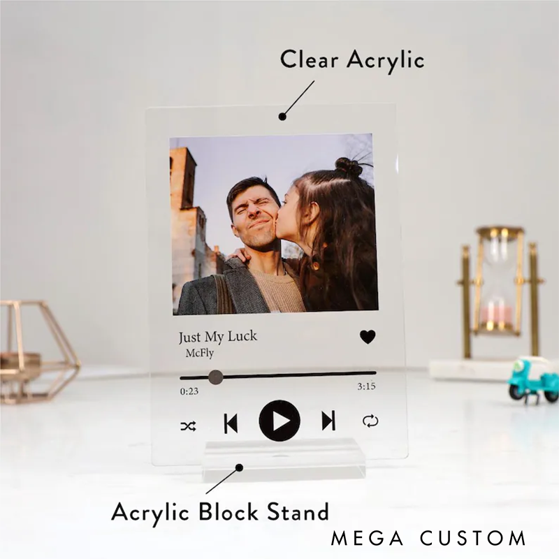 Personalized Acrylic Song Plaque and Couples Gift and Personalized Gifts for Lovers and Personalized Song Plaque with Photo and Music LED Light