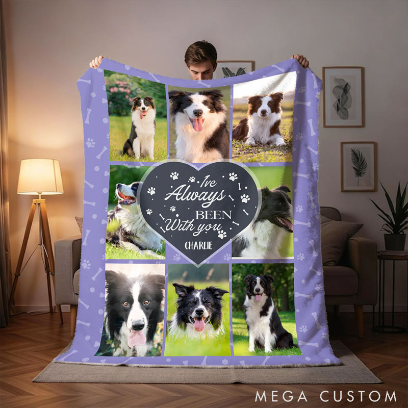 Personalized Bone Paw Print 8 Photos Soft Throw Blanket with Name Home Decor Daily Use Birthday Gift for Pet Owners