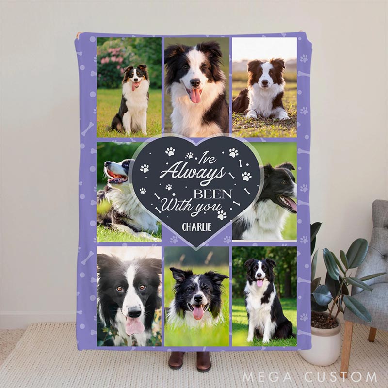 Personalized Bone Paw Print 8 Photos Soft Throw Blanket with Name Home Decor Daily Use Birthday Gift for Pet Owners