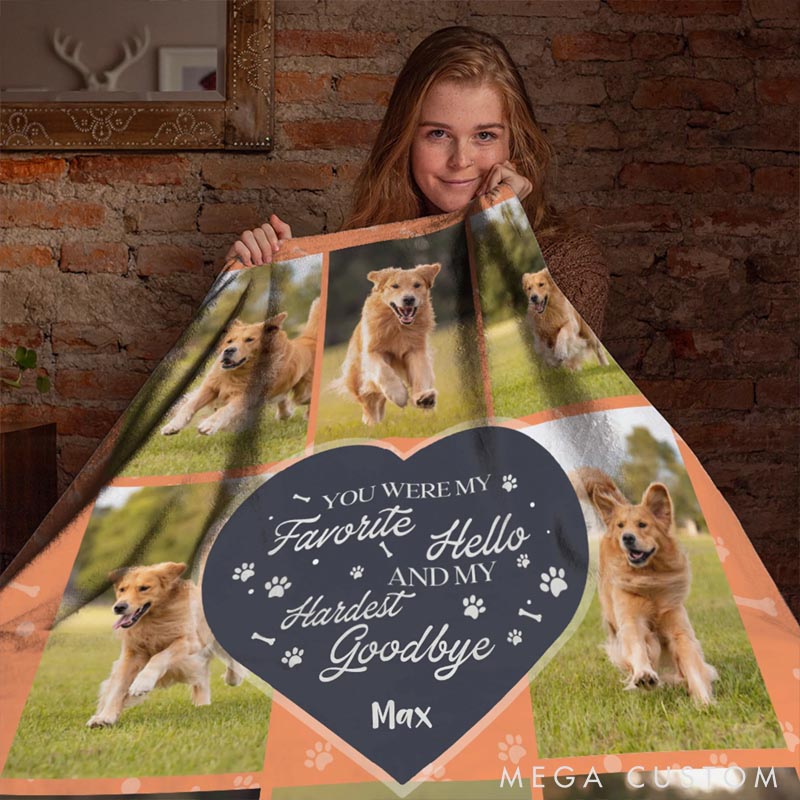 Personalized Bone Paw Print 8 Photos Soft Throw Blanket with Name Home Decor Daily Use Birthday Gift for Pet Owners