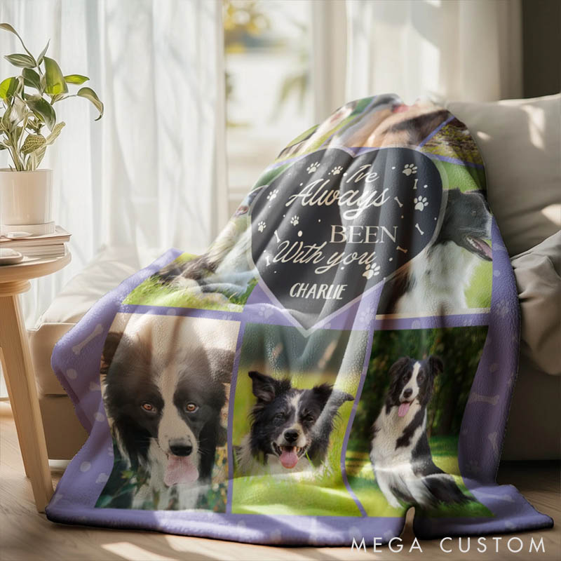 Personalized Bone Paw Print 8 Photos Soft Throw Blanket with Name Home Decor Daily Use Birthday Gift for Pet Owners