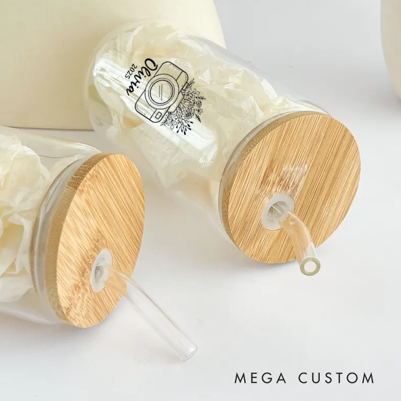 Personalized Camera Water Glasses Custom Name Gift for Photography Lovers Family Friends Lovers for Birthday Holiday Unique Presents