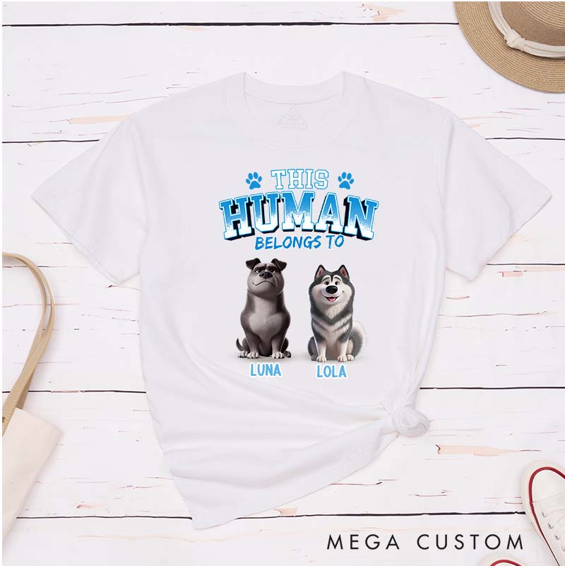 Personalized Cartoon Dog Lover This Human Belongs to T-Shirt