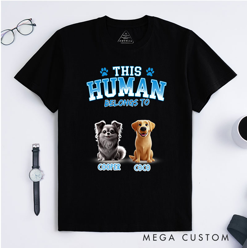 Personalized Cartoon Dog Lover This Human Belongs to T-Shirt