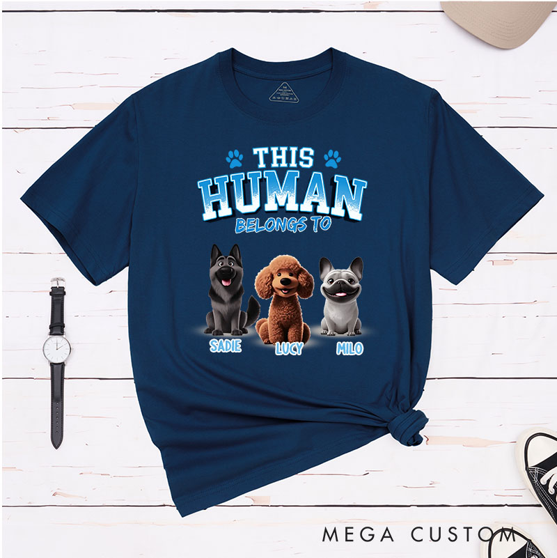 Personalized Cartoon Dog Lover This Human Belongs to T-Shirt