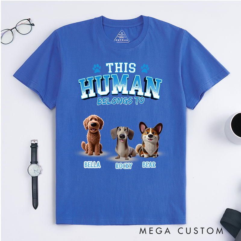 Personalized Cartoon Dog Lover This Human Belongs to T-Shirt