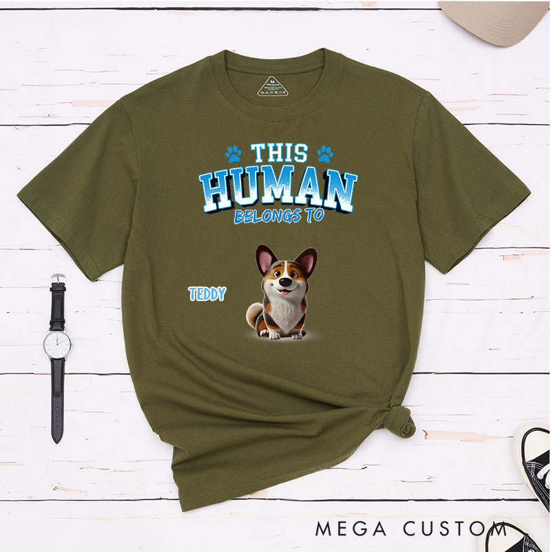 Personalized Cartoon Dog Lover This Human Belongs to T-Shirt