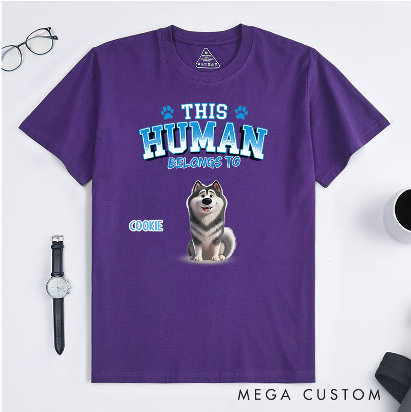 Personalized Cartoon Dog Lover This Human Belongs to T-Shirt